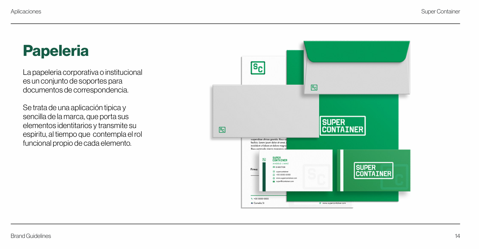 Super Container — papelería corporativa